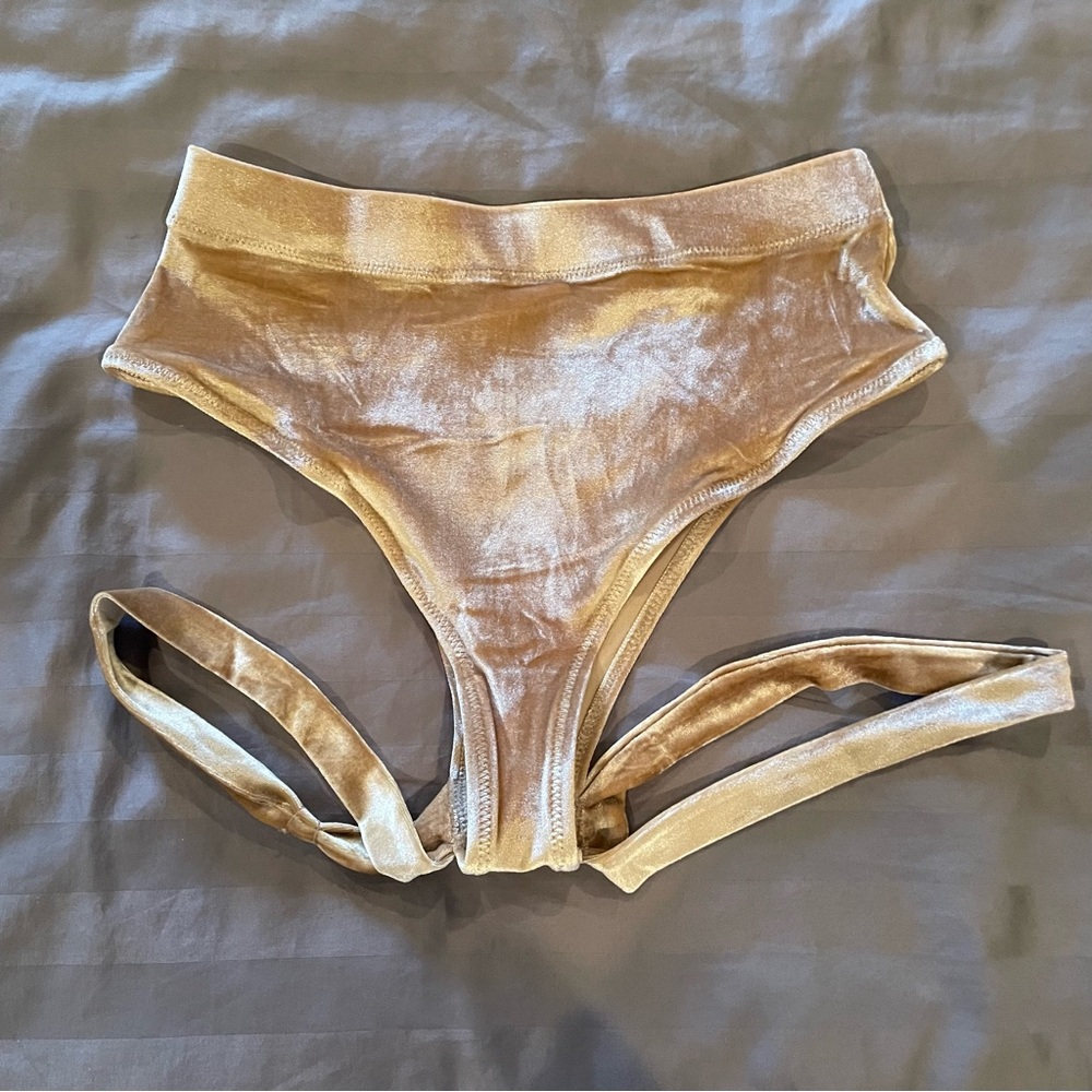 Pole Dance bottoms with garters ~ tagged small, fits medium ~ Champagne velvet